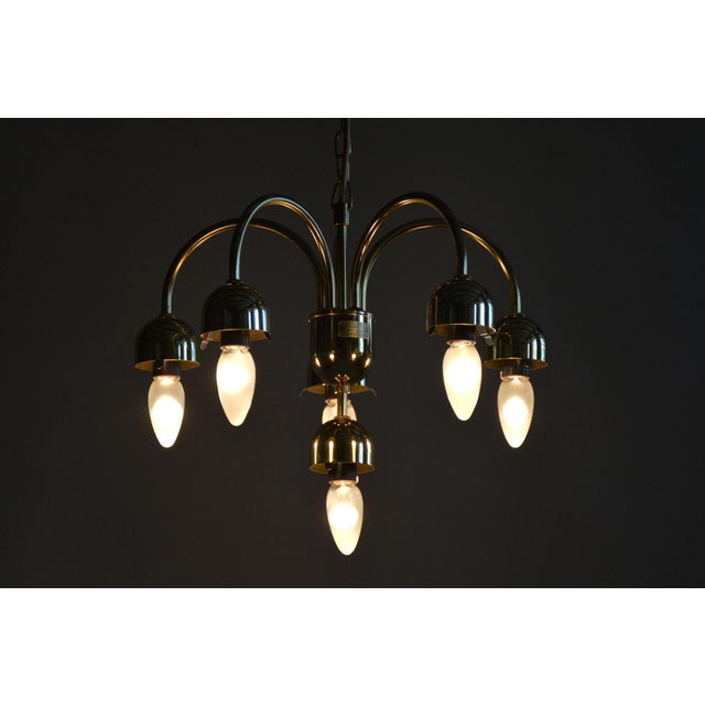 Mid-Century Chandelier in Brass and Opaline Glass, Czech, 1950s For Sale - Image 15 of 16