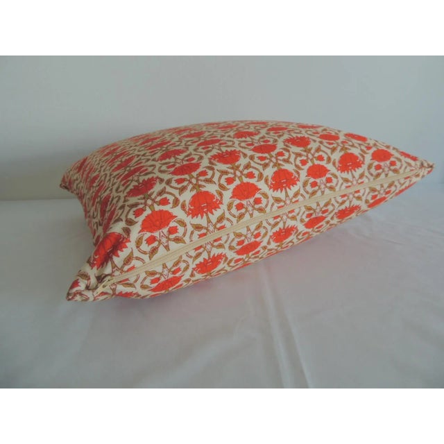Indian Printed Cotton Floral Square Indian Pillow For Sale - Image 3 of 6