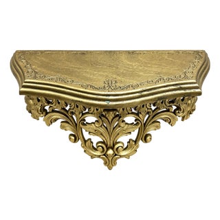 Vintage Burwood Gold Wall Decorative Shelf 1236-2 For Sale