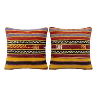 Hand Woven Kilim Pillow Cover 20'' X 20'' - Set of Two For Sale