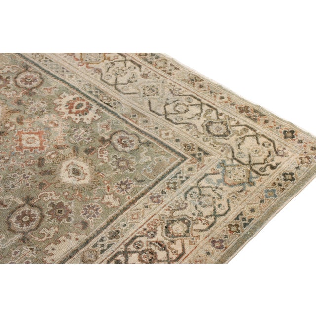 1950s Vintage Persian Sultanabad Style Rug in Green, Beige-Brown Floral Pattern For Sale - Image 5 of 7