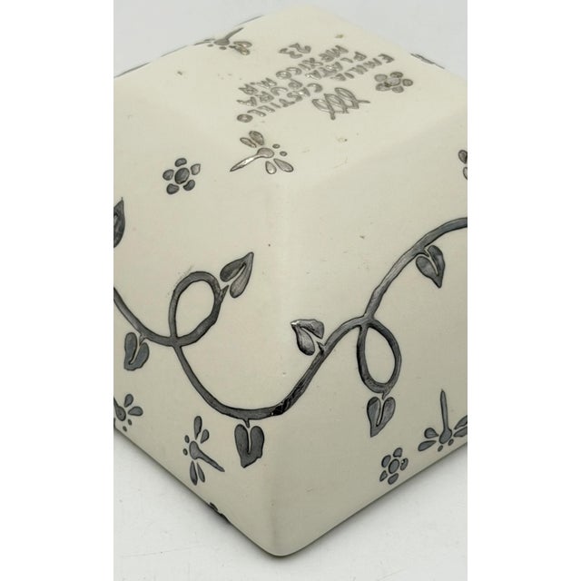 1980s Emilia Castillo Butterfly Porcelain & Pure Silver Square Bowl, Taxco Mexico For Sale - Image 14 of 18