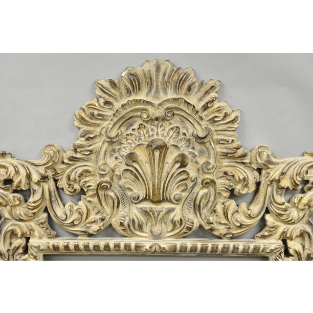 Large 78" Italian Baroque Rococo White Distress Painted Mirror Art Picture Frame For Sale - Image 4 of 17