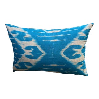 1990s Handwoven Silk Ikat Lumbar Cushion Cover For Sale