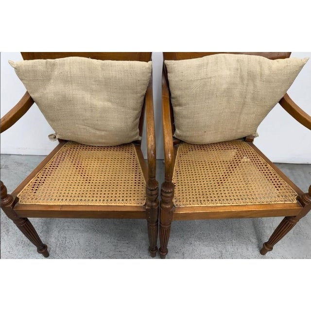 English Pair Anglo-Indian British Colonial Cane Armchairs From the General Hospital Set For Sale - Image 3 of 7