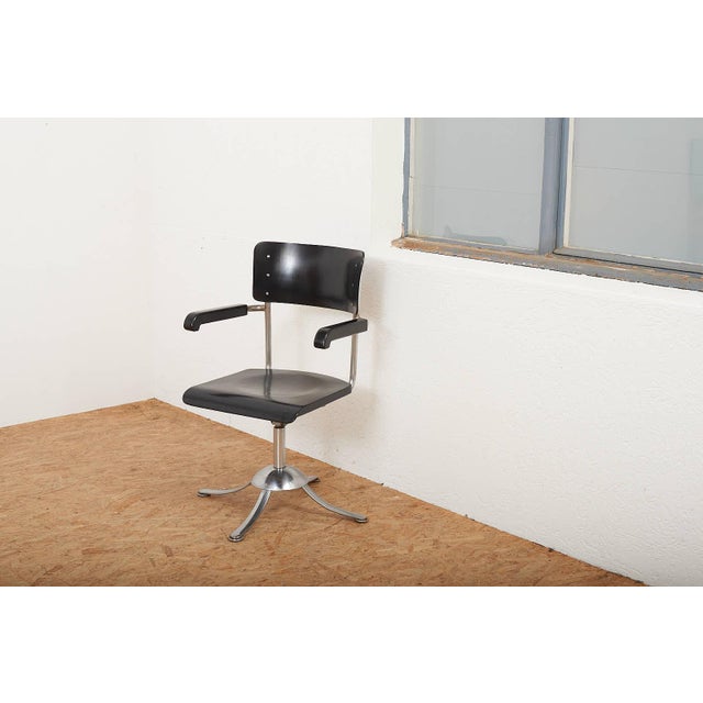 Metal Swivel Desk Chair with Molded Plywood Seat and Back by Rudolf Vichr for Vichr a Spol, Prague, Former Czechoslovakia, 1930s For Sale - Image 11 of 13
