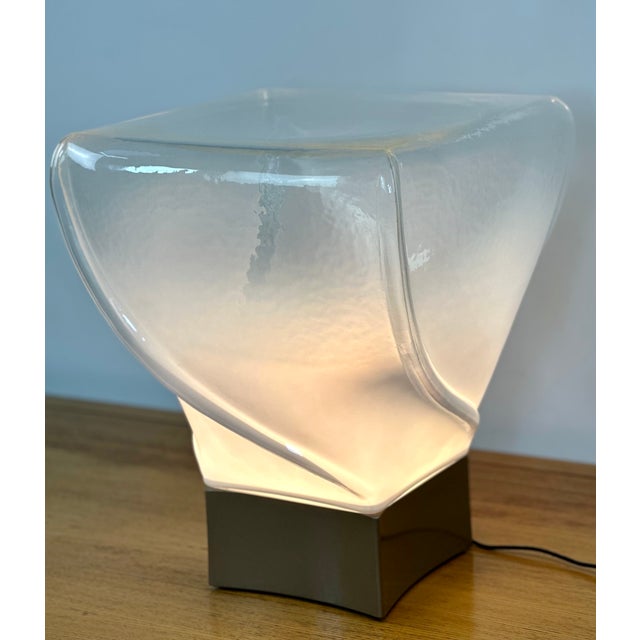 Large Murano blown glass lamp produced by LEUCOS in the 1970s (label on lamp). Beautifully crafted Italian piece. Special...