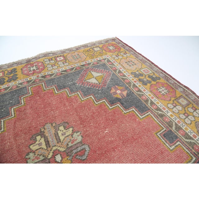 Mid 20th Century Vintage Anatolian Rug With Tribal Floral Motifs - Bold Geometric Turkish Rug in Earthy Tones -3' 11'' X 7' 7'' For Sale - Image 5 of 10