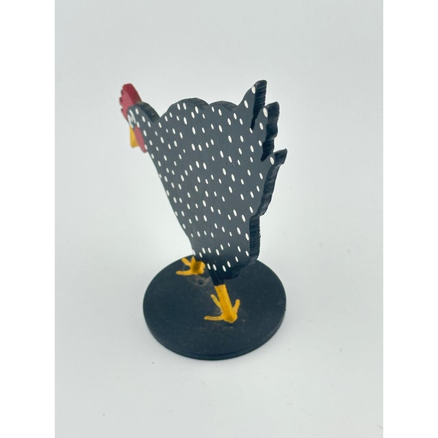 Cast Iron Polka Dot Rooster Figurine For Sale - Image 4 of 5