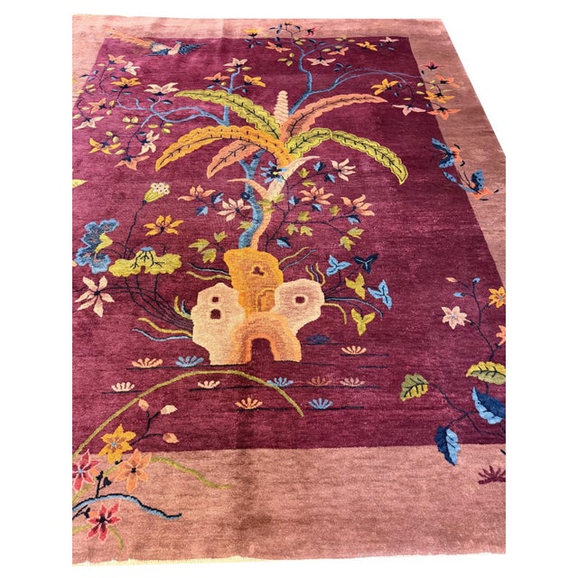 This is an antique Chinese Art Deco rug from circa 1920. It was likely woven in the coastal city of Tientsin for export to...