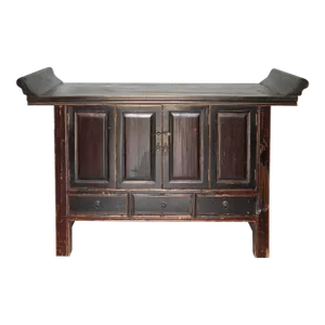 Vintage Elmwood Asian Altar Sideboard