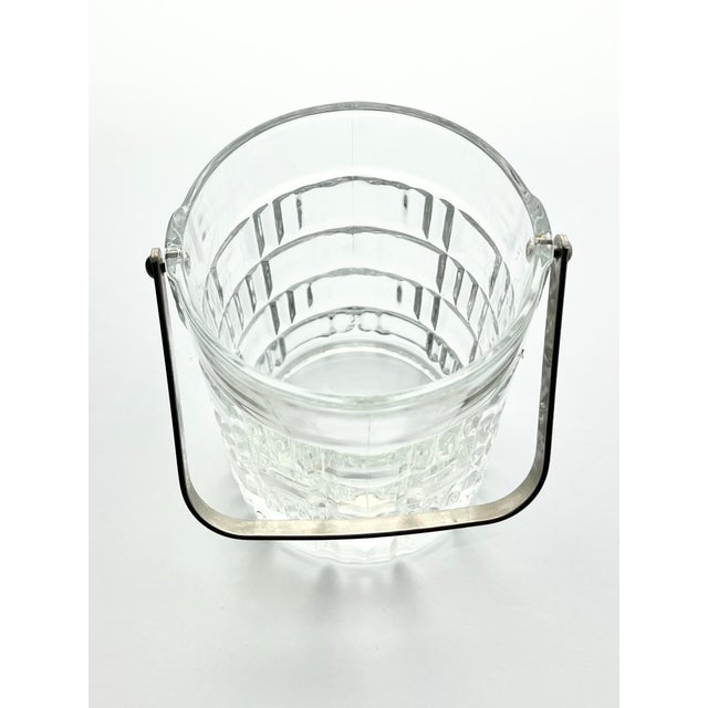 1980s 1980s Vintage Geometric Square Grid Plaid French Glass Ice Bucket For Sale - Image 5 of 7
