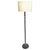 Crystal floor lamp with faceted glass pole and chrome base, contemporary styling with an off white linen drum shade....