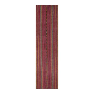 1950s Vintage Palas Persian Kilim in Pink and Ochre Stripes, From Rug & Kilim - 2'11''x10'11'' For Sale