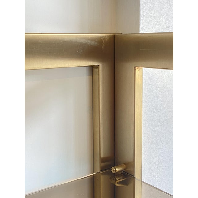 Gold Vintage Modular Wall-Mounted Corner Display Bookcase with Glass Shelves and Gilt Metal Shelves, 1970s For Sale - Image 8 of 18