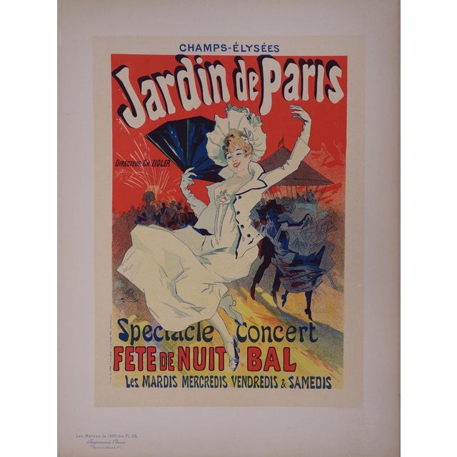 Jules Chéret Jardin de Paris, 1897 Original lithograph in colors on fine vellum Signed on the plate by the artist, with...