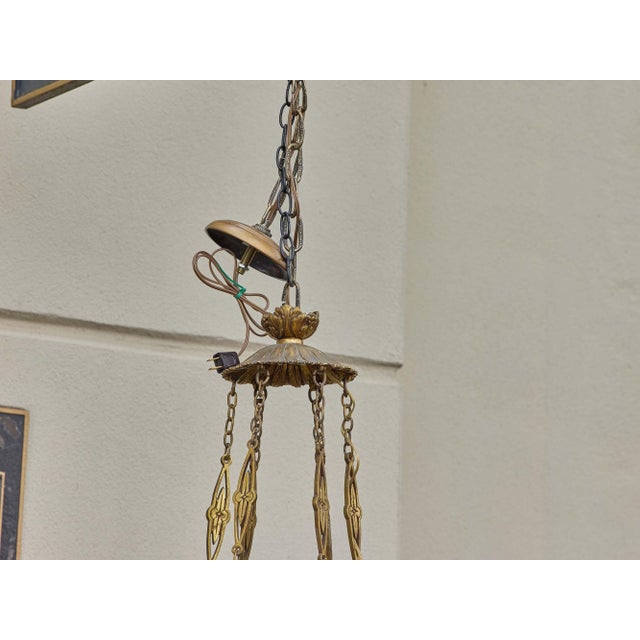 Mid 19th Century 19th Century Neoclassical Nine-Light Alabaster & Gilt Bronze Chandelier For Sale - Image 5 of 13