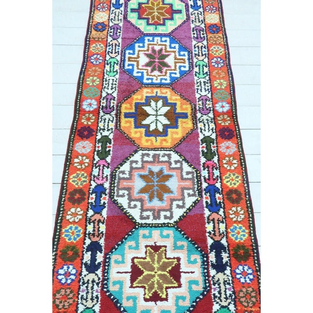 1960s 1960s Vintage Turkish Handknotted Runner Rug - 31"x128" For Sale - Image 5 of 11