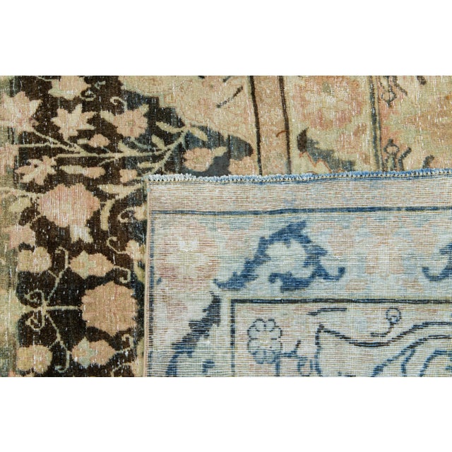 Blue Allover Floral Designed Wool Rug Antique Persian Kerman From the 1900s For Sale - Image 8 of 9