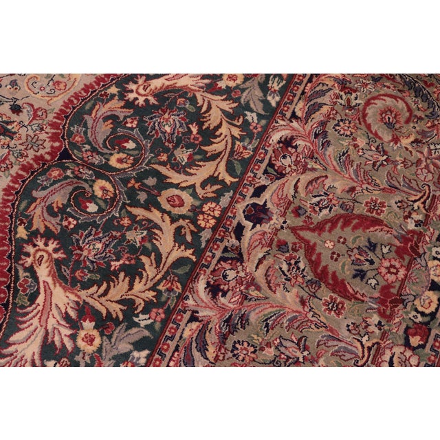 1990s Art Nouveau Medallion 1990's Pak-Persian Green/Green Wool Rug - 9'0'' X 12'7'' For Sale - Image 5 of 9