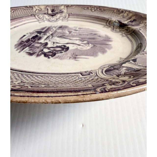 Antique Ceramic Plate Primavesi & Sons Cardiff Swansea & Newport Purple Transfer For Sale - Image 11 of 12