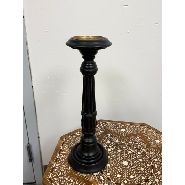 Global Views Global Views Ebony Wood Candle Holders, Set of Two For Sale - Image 4 of 12