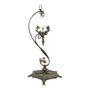 19th Century Antique French Art Nouveau Figural Cast Wrought Iron Ashtray Catch All Stand