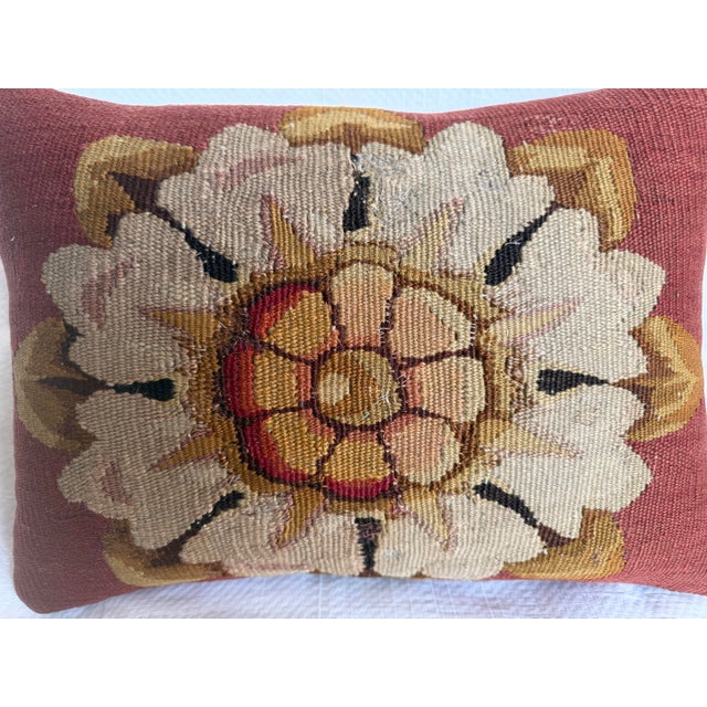 18th Century 18th Century French Aubusson Floral Tapestry Pillow For Sale - Image 5 of 7
