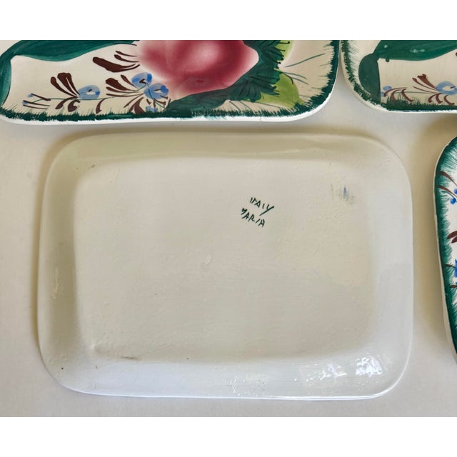 Vintage Italian Hand-Painted Floral Snack Plates With Cup Rests - Set of 8 For Sale - Image 9 of 13