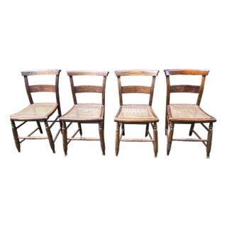 Vintage Caned Seat Chairs, Set of 4 For Sale
