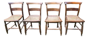 Vintage Caned Seat Chairs, Set of 4
