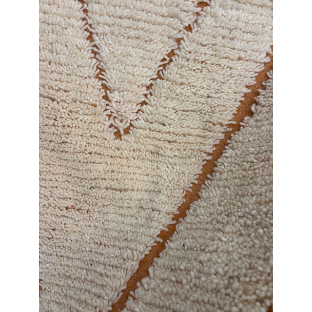 2020s Ivory and Terracotta Moroccan Wool Rug For Sale - Image 5 of 8