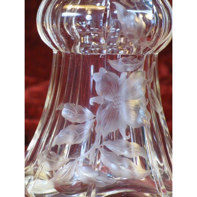 Glass Early 20th Century Vase Art Nouveau Wheel-Cut Engraved Glass Floral and Foliate Design Dogwood For Sale - Image 7 of 18