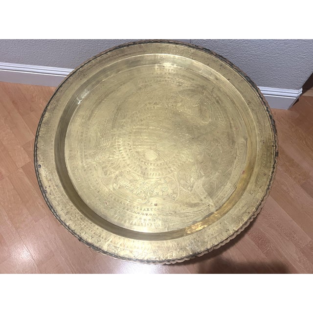 Mid 20th Century Midcentury MCM Round Brass Cocktail Table With Spider Legs For Sale - Image 5 of 8