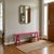 Bright Pink Wood Grain Rectangle Long Slim Stool Bench Side Table For Sale - Image 4 of 10
