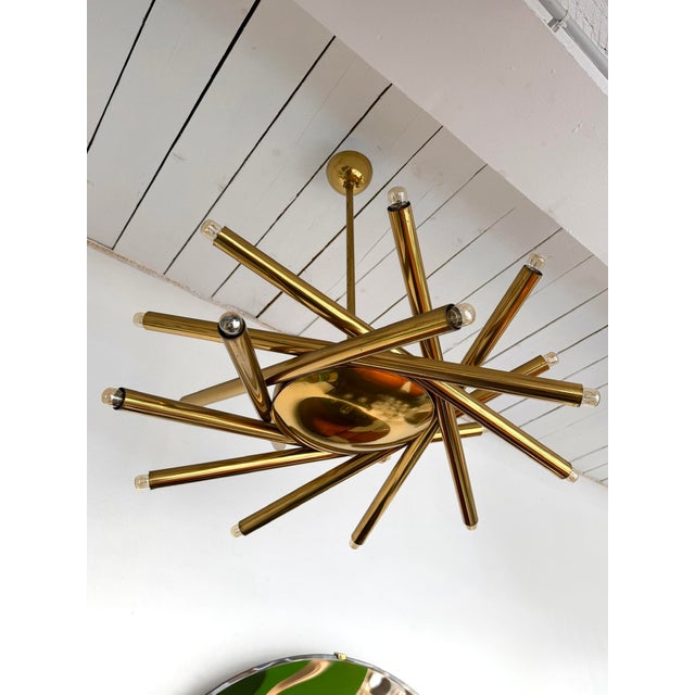 Metal Brass Sputnik Fireworks Chandelier, Italy, 1960s For Sale - Image 7 of 13
