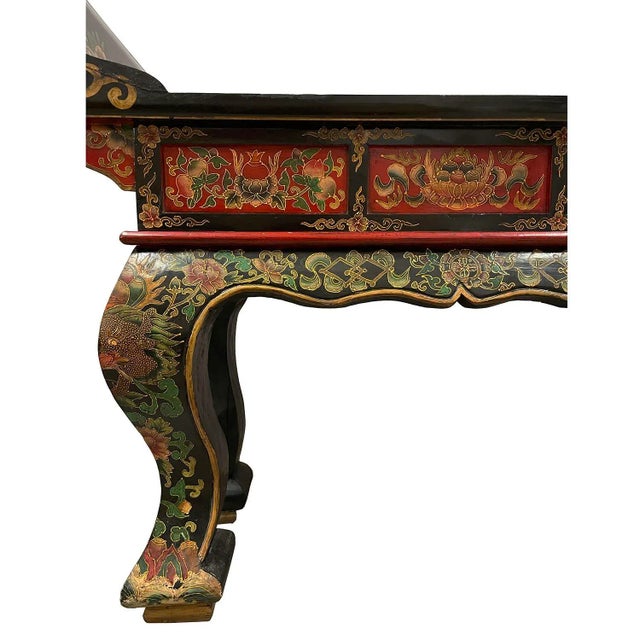 Vintage Tibetan Painted Altar Table For Sale - Image 10 of 13