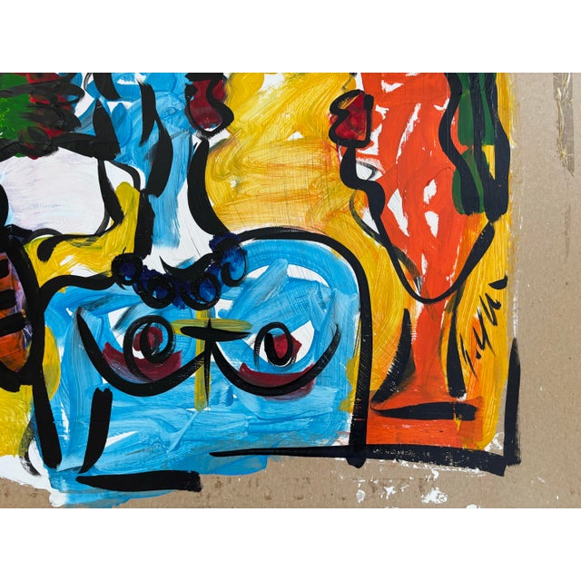 Peter Keil Peter Keil Abstract Painting of Figures and Toucans on Board For Sale - Image 4 of 8