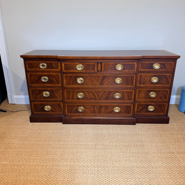 Brown Hekman Georgian Breakfront Dresser For Sale - Image 8 of 8