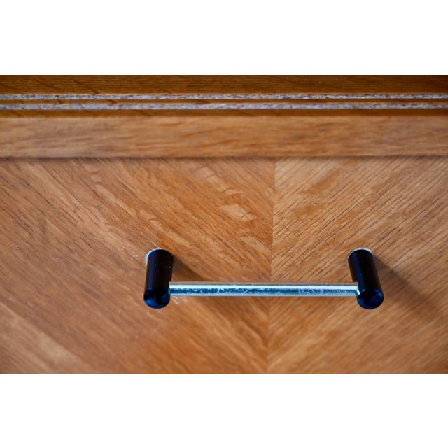 Vintage Chevron Marquetry Secretaire in Oak, 1950s For Sale - Image 10 of 18