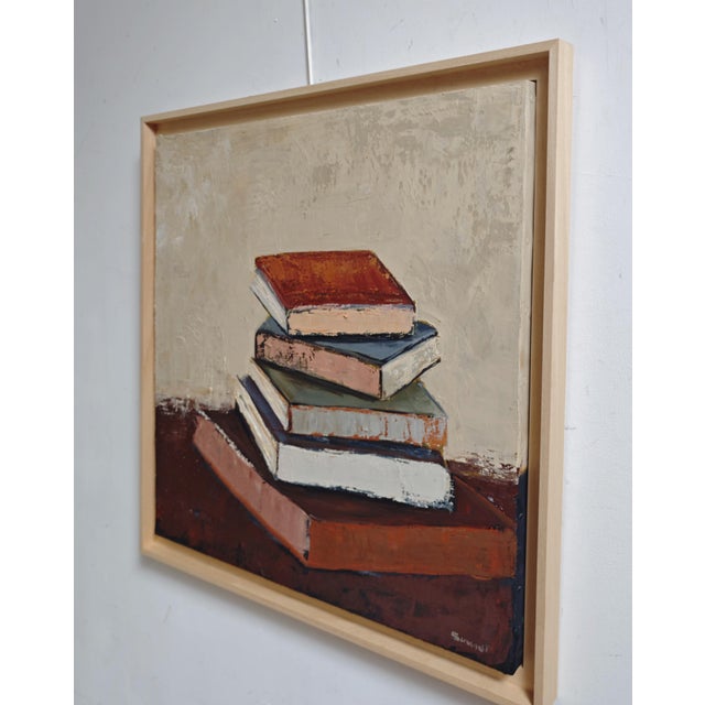 Contemporary Le Silence Des Livres, Textured Still Life With Books Books, Contemporary Framed by Sophie Dumont For Sale - Image 3 of 9