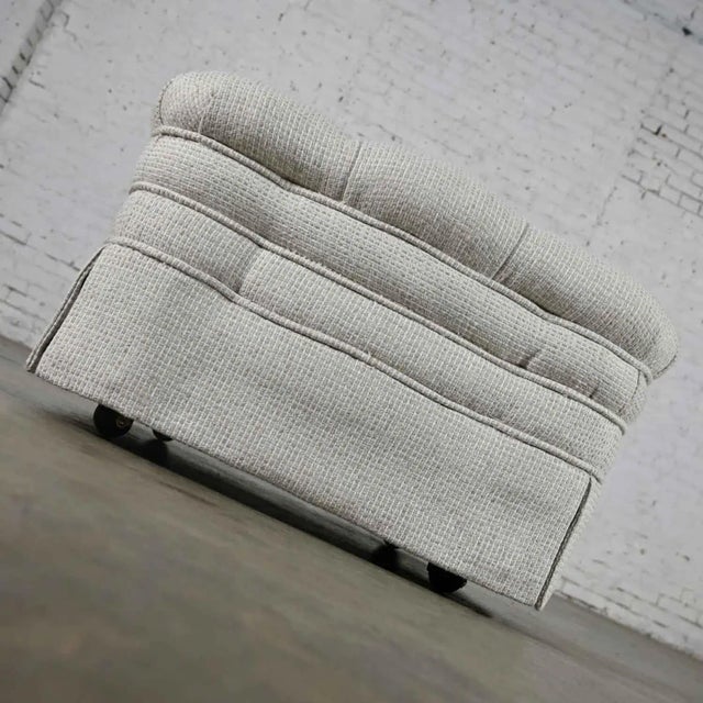Textile Vintage Brunschwig & Fils St. Andrews Tufted Ottoman in Robert Allen Avanzata Glacier Fabric For Sale - Image 7 of 13