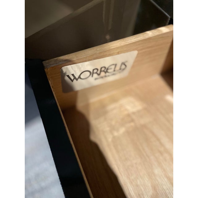 Metal 1970s Vintage Lacquer and Brass Bar Cabinet in the Manner of Mastercraft For Sale - Image 7 of 9