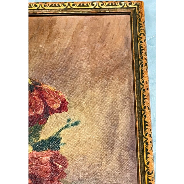 Early 20th Century Floral Still Life Oil Painting in Gilt Frame For Sale - Image 10 of 12