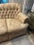 English Tufted Roll Arm Cream Damask Sofa With Three Down Filled, Removable, Reversible Cushions in Perfect Condition- Final Discounted Price! For Sale - Image 4 of 11