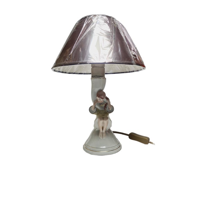 Mid-Century Modern Art Deco Bedside Lamp by Ćmielów, Poland, 1950s For Sale - Image 3 of 6