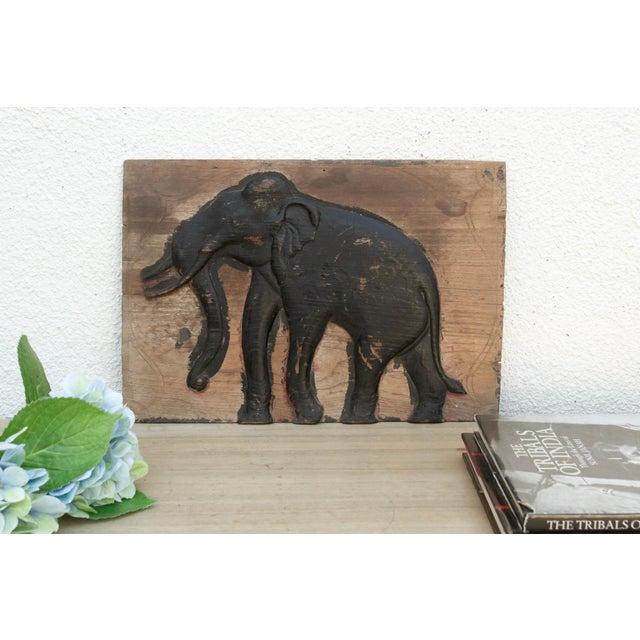 Wood Painted Black Thai Elephant Wall Art For Sale - Image 7 of 7