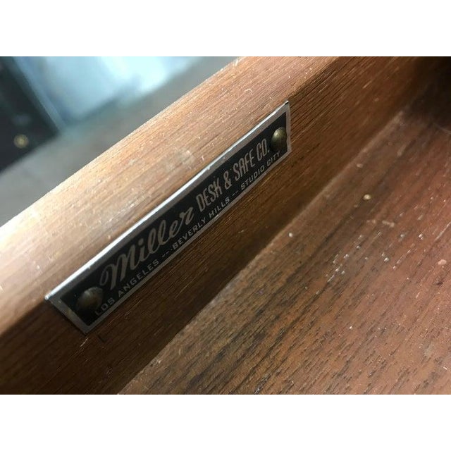 Mid-Century Half Oval Shaled Partners Desk by Miller Desk & Safe Co. For Sale - Image 9 of 10