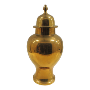 Vintage Tall Polished Brass Ginger Jar Urn With Lid