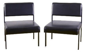 Faux Leather and Metal Frame Chairs, 1940s, Set of 2